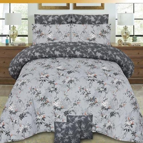 Grey Flower Printed Bed Sheet Grey Flower Printed Bed Sheet