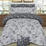 Grey Printed Bed Sheet With 2 Pillow Covers