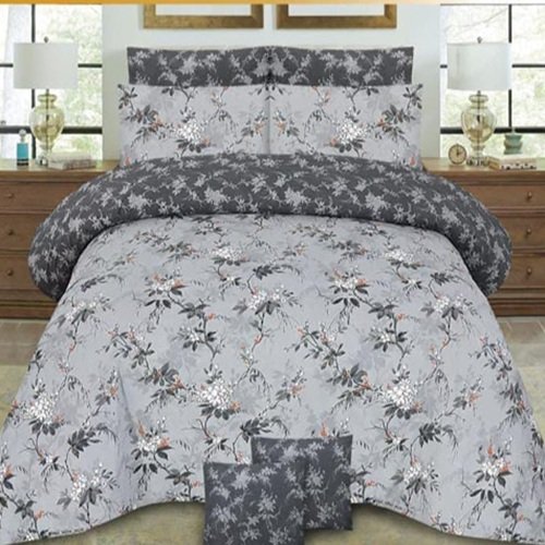Grey Printed Bed Sheet With 2 Pillow Covers Grey Printed Bed Sheet With 2 Pillow Covers