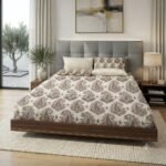 Off White Printed Bed Sheet With 2 Pillow Covers