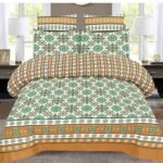 Orange Printed Bed Sheet With 2 Pillow Covers