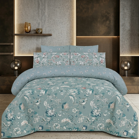 Pastel Garden Printed Bed Sheet With 2 Pillow Covers N