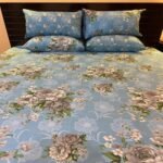 Sky Blue Printed Bed Sheet With 2 Pillow Covers