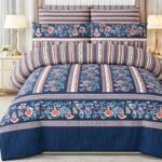 Beautiful Blue Printed Bed Sheet With 2 Pillow Covers