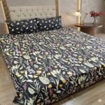 Black Printed Bed Sheet With 2 Pillow Covers