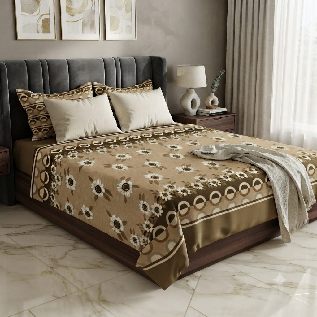 Classic Earthy Daisy Pattern Full Bedding Set with Pillow Covers Classic Earthy Daisy Pattern Full Bedding Set with Pillow Covers