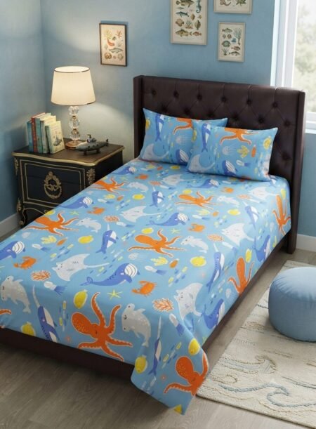 Fish Character Kids Bed Sheet