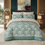 Mint Green Printed Bed Sheet With 2 Pillow Covers