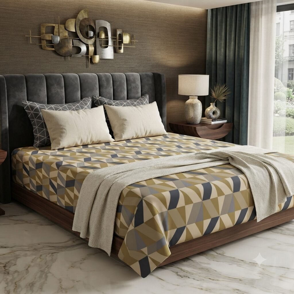 Modern Geometric Prism Bed Sheet Set Modern Geometric Prism Bed Sheet Set