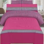 Pink Printed Bed Sheet With 2 Pillow Covers