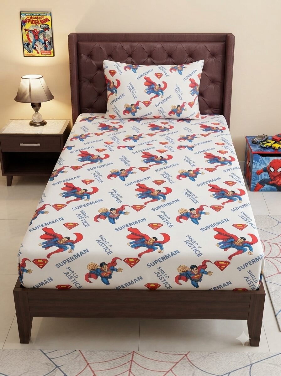 Premium Soft Fabric Superman Design Bed Sheet Premium Soft Fabric Superman Design Bed Sheet