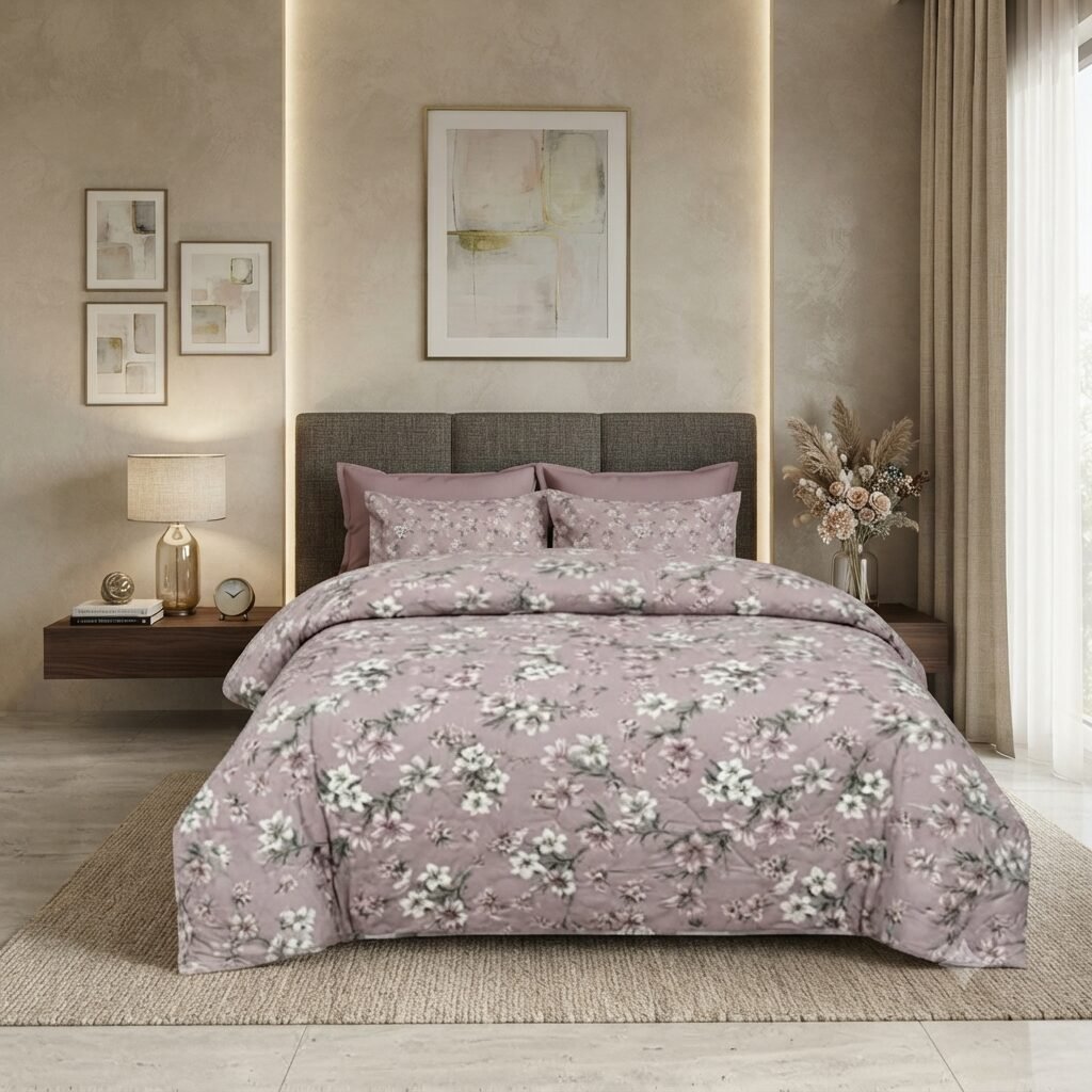 Romantic Garden Design Cotton Bed Sheet Romantic Garden Design Cotton Bed Sheet