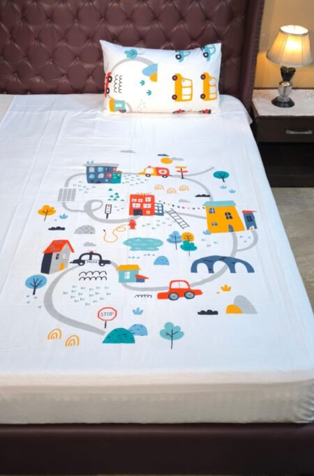 Train Kids Bed Sheet