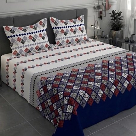 Design Printed Bed Sheet With 2 Pillow Covers