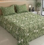 Green Printed Bed Sheet With 2 Pillow Covers