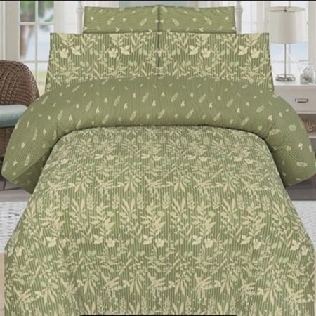 Green Printed Bed Sheet With 2 Pillow Covers