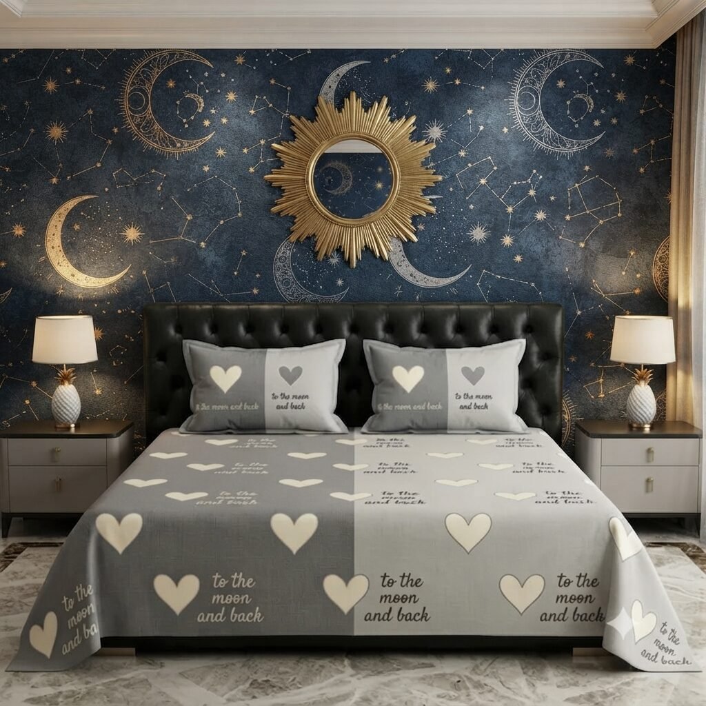 Grey & White Heart Print Bedsheet Grey & White Heart Print Bedsheet