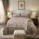 Dark Brown Printed Bed Sheet With 2 Pillow Covers