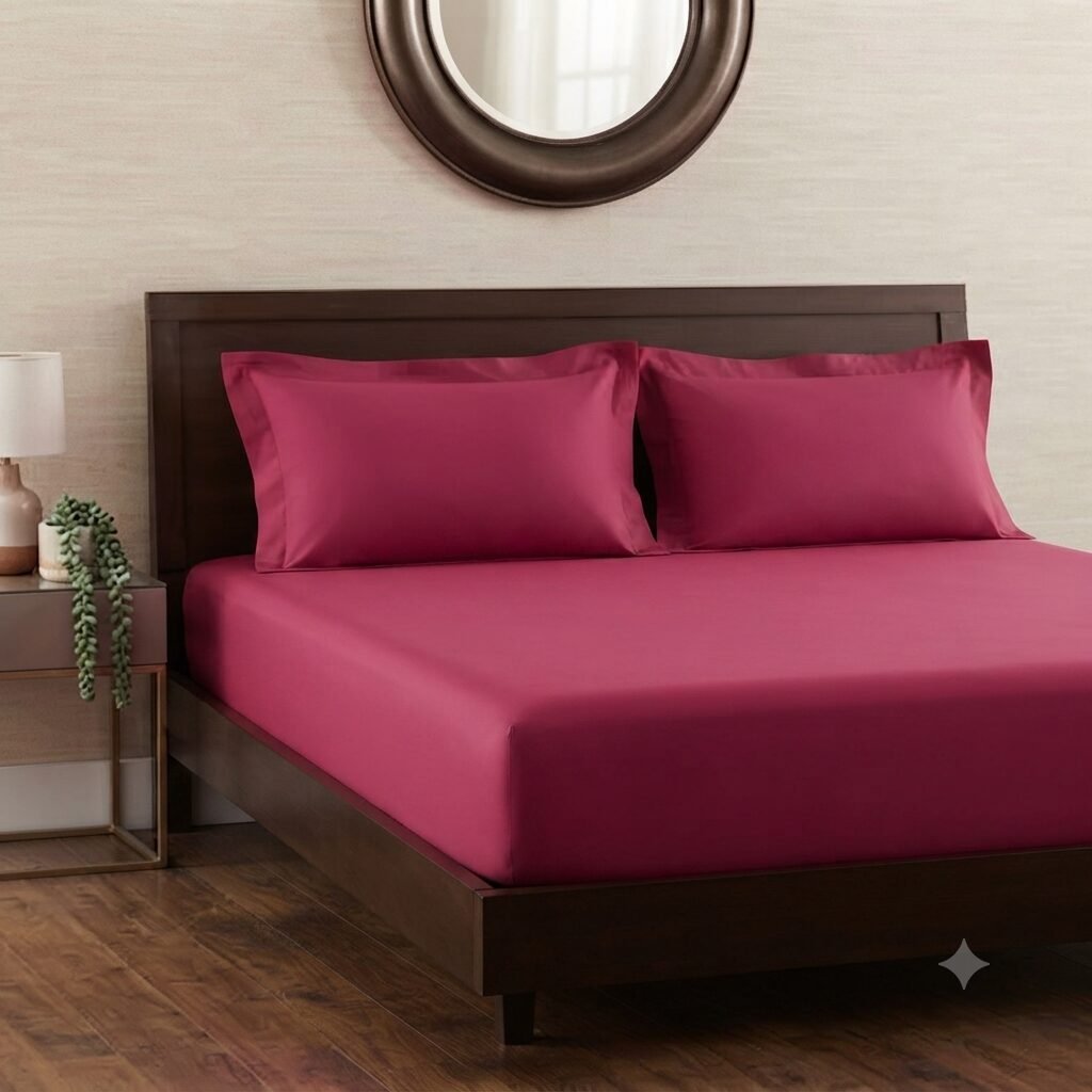 Fitted Deep Pink Palin Sheet with 2 Pillows Fitted Deep Pink Palin Sheet with 2 Pillows