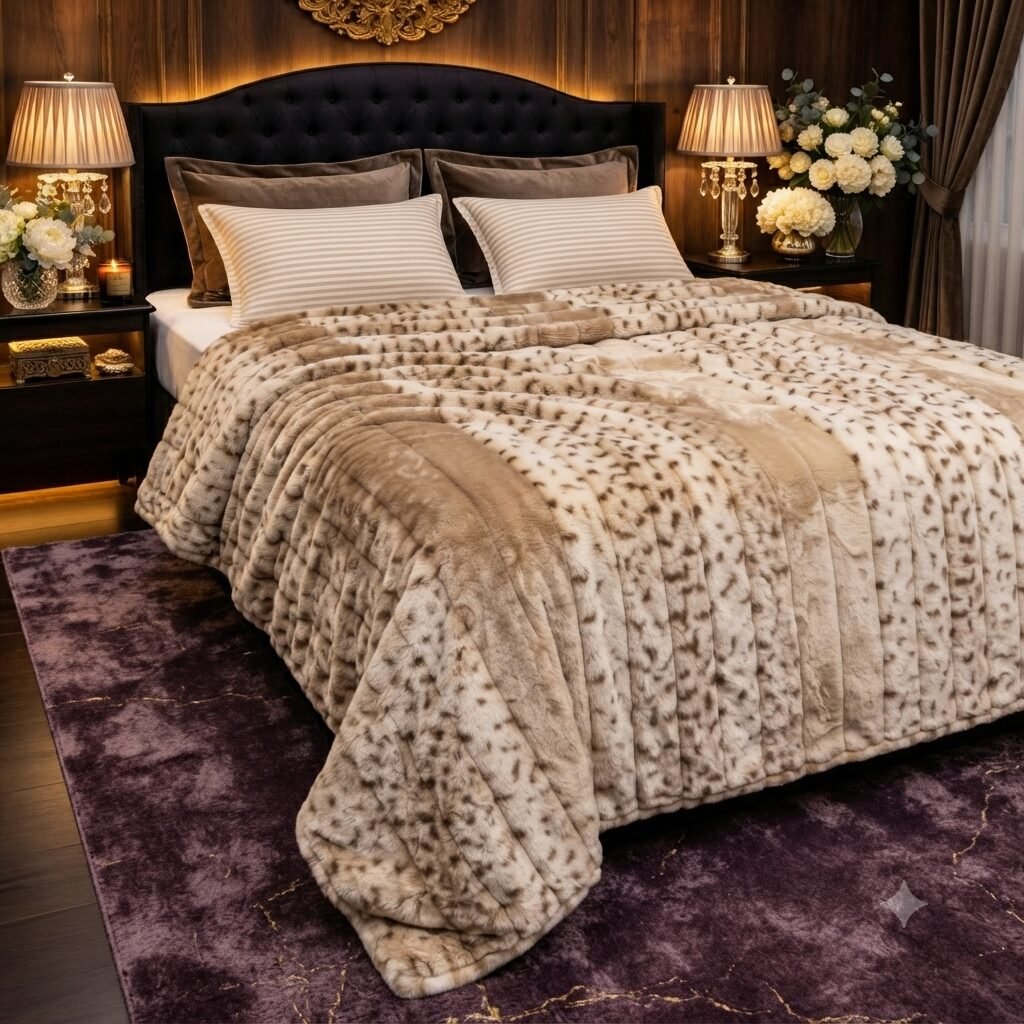 Premium Luxury Plush Blanket – Champagne Snow Leopard Premium Luxury Plush Blanket – Champagne Snow Leopard