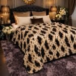Premium Luxury Plush Blanket – Ivory Leopard