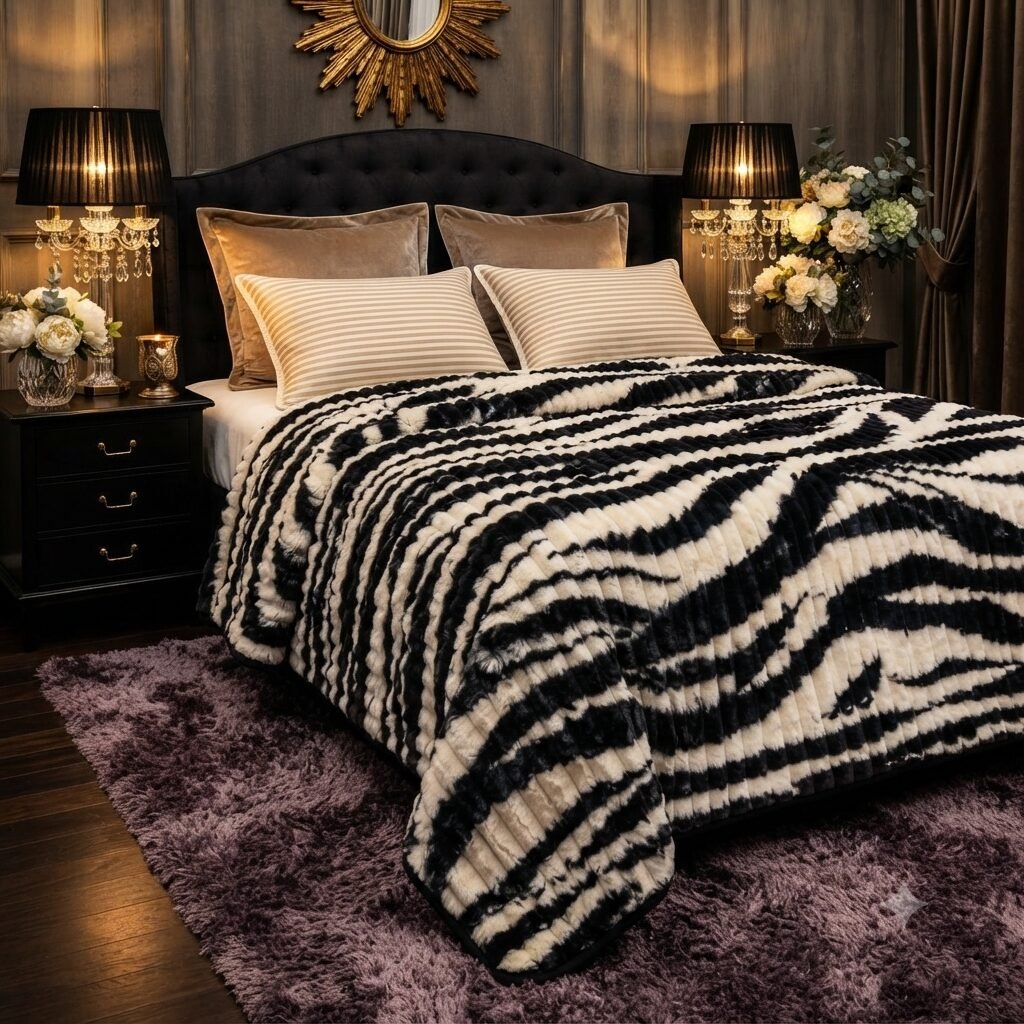 Premium Luxury Plush Blanket – Midnight Zebra Premium Luxury Plush Blanket – Midnight Zebra