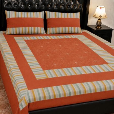 Printed Patchwork Embroidered Bed Sheet GN Design