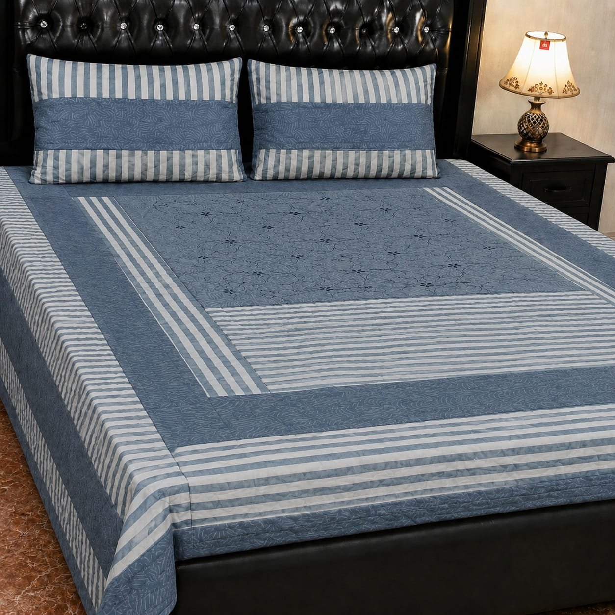 Printed Patchwork Embroidered Bed Sheet GN Design (12) Printed Patchwork Embroidered Bed Sheet GN Design