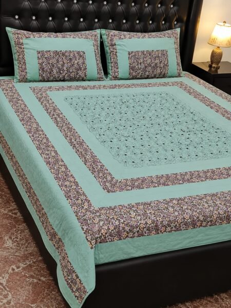 Printed Patchwork Embroidered Bed Sheet GN Design