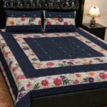 Printed Patchwork Embroidered Bed Sheet GN Design (22)