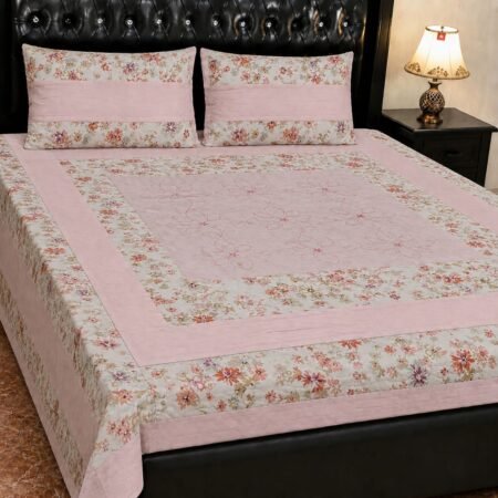 Printed Patchwork Embroidered Bed Sheet GN Design