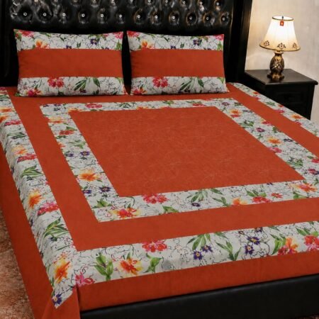 Printed Patchwork Embroidered Bed Sheet GN Design