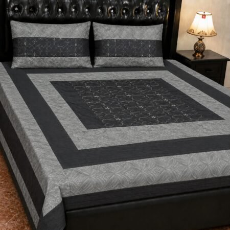 Printed Patchwork Embroidered Bed Sheet GN Design