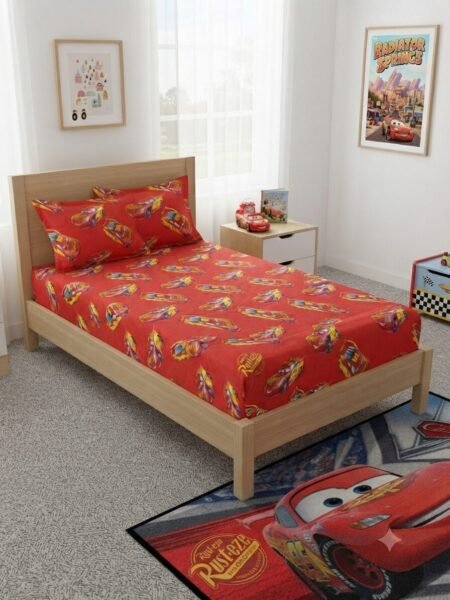 Red Lightning McQueen Single Bed Sheet for Kids
