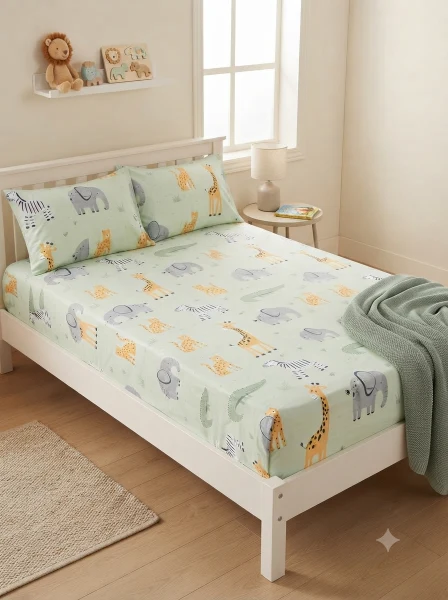 Safari Animals Printed Kids' Bed Sheet Set