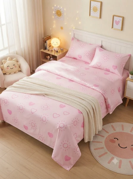 Sunny Hearts Pink Kids' Bedding