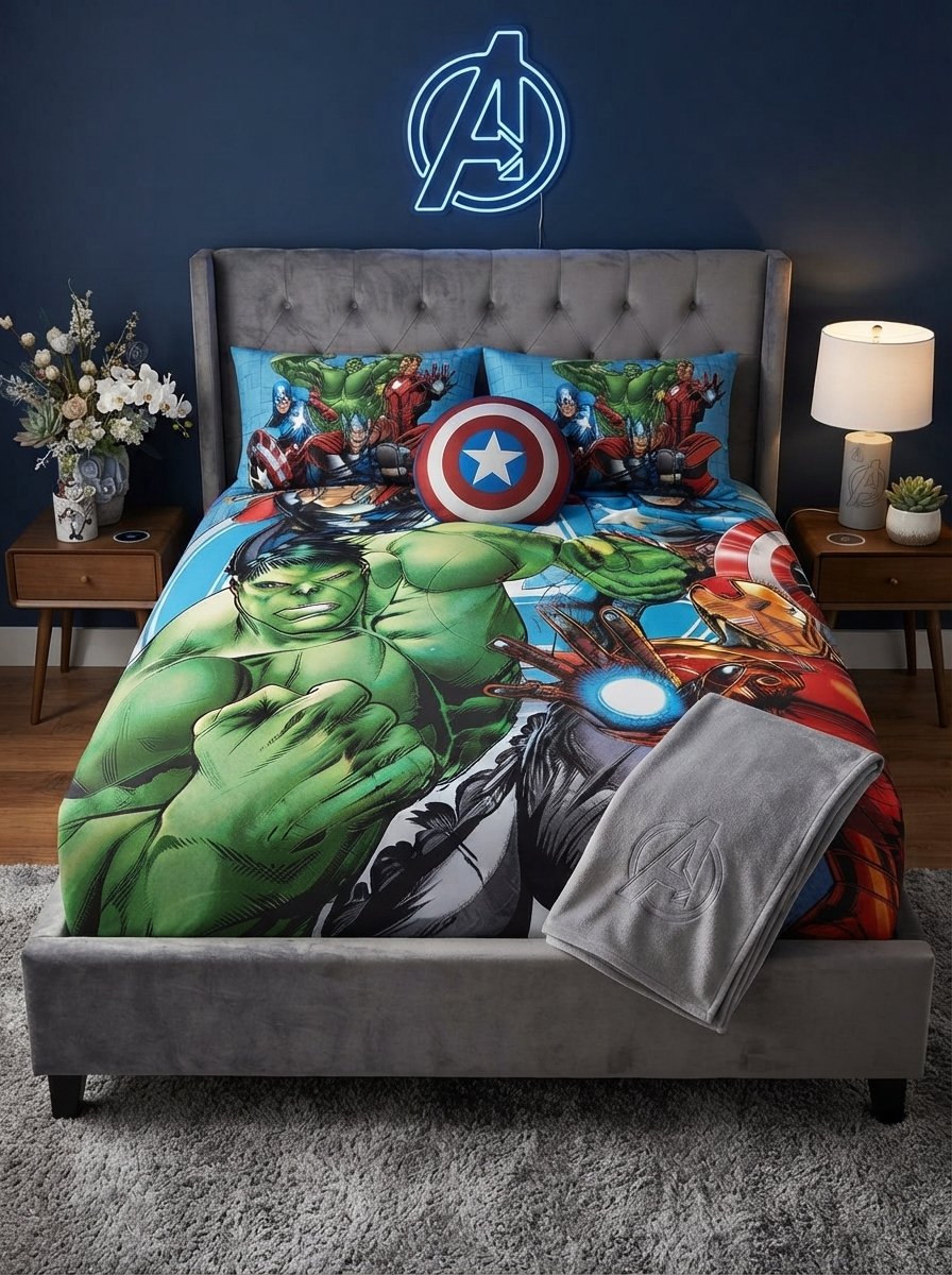 Ultimate Kids Superhero Print Bed Set Ultimate Kids Superhero Print Bed Set