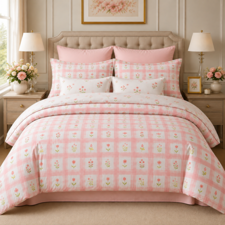 Blossom Pink Floral Printed Bedsheet Set