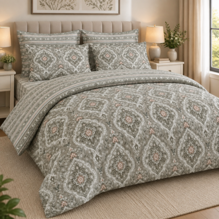 Elegant Sage Mandala Floral Luxury Bed Sheet Set