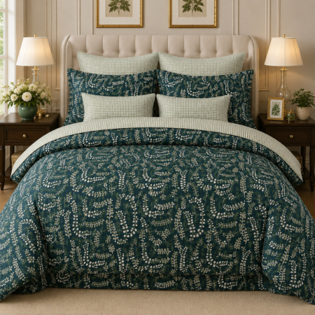 Emerald Leaf Printed Bedsheet
