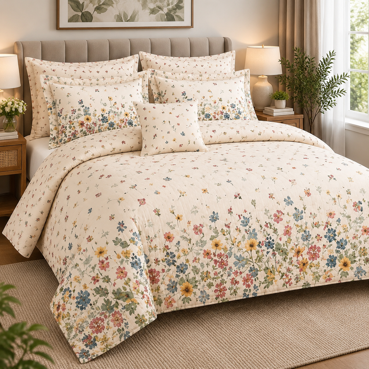 Floral Meadow Garden Premium Bed Sheet Set Floral Meadow Garden Premium Bed Sheet Set