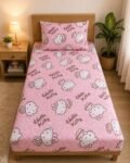 Hello Kitty Kids Bed Sheet Set – Pink Printed Cartoon Bedding