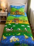 Kids Farm Animal Printed Bed Sheet Set – Tractor, Cow & Duck Design