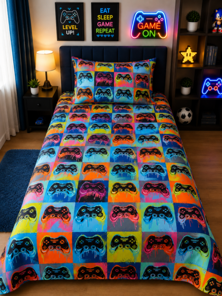 Kids Gaming Controller Bed Sheet