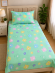 Mint Green Teddy Bear Kids Bed Sheet