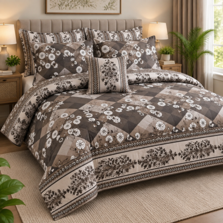 Monochrome Floral Elegance Luxury Bed Sheet Set