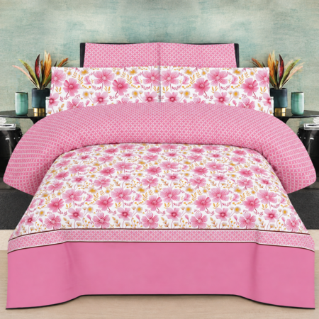 Pink Floral Dream Printed Bed Sheet Set