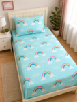 Rainbow Printed Kids Bed Sheet Set – Aqua Blue