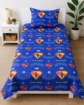 Superman Kids Bed Sheet Set – Blue Printed Cartoon Bedding