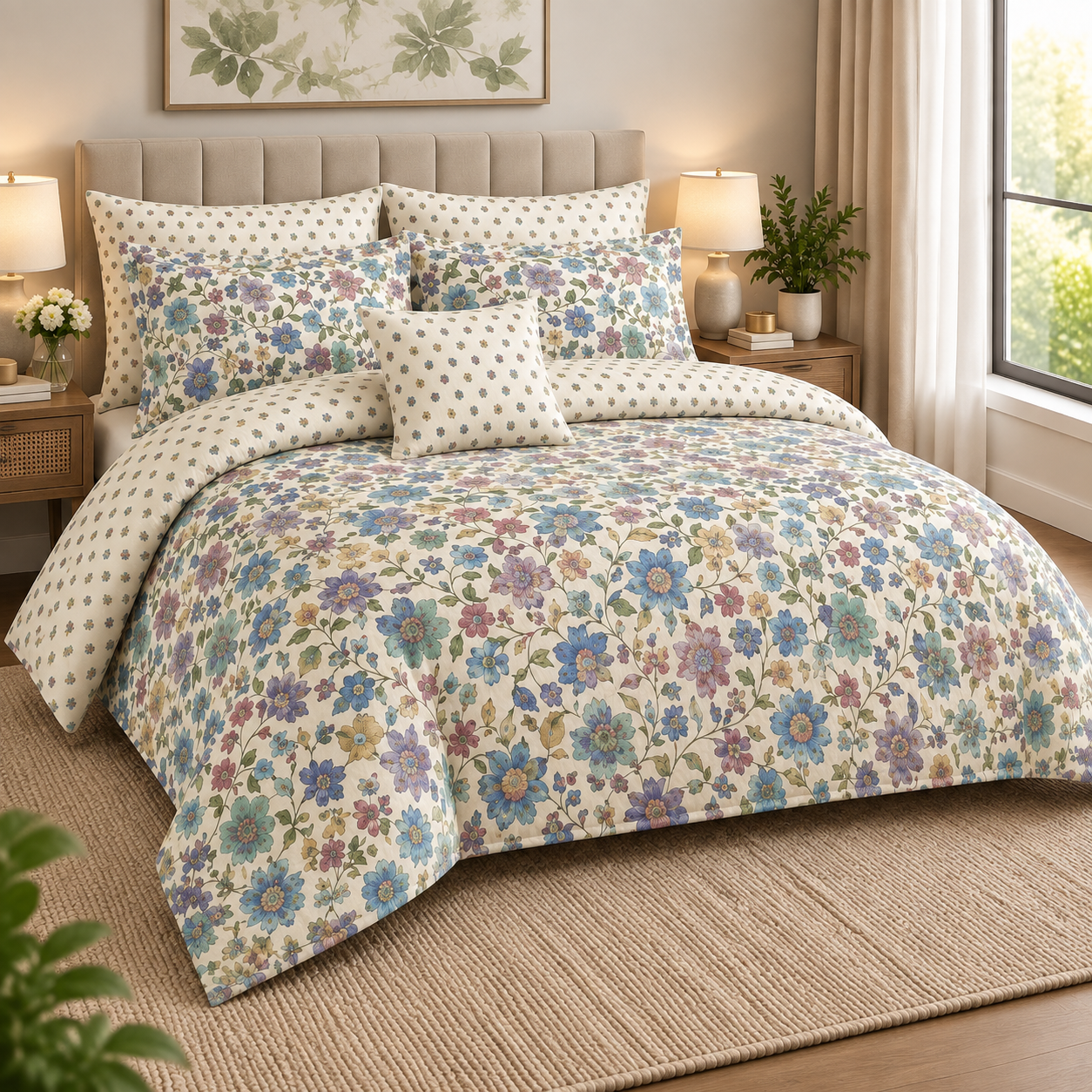 Vintage Garden Bloom Floral Luxury Bed Sheet Set Vintage Garden Bloom Floral Luxury Bed Sheet Set